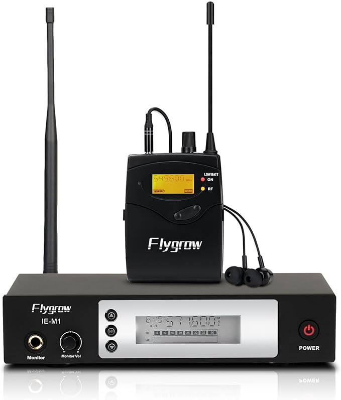 Pro UHF Wireless in Ear Monitor System, Metal IEM Dual Channel Wireless Transmitter and Bodypack Receiver, 80 Adjustable Frequencies,164ft Range, Ideal for Studio, Guitar, Band Performance