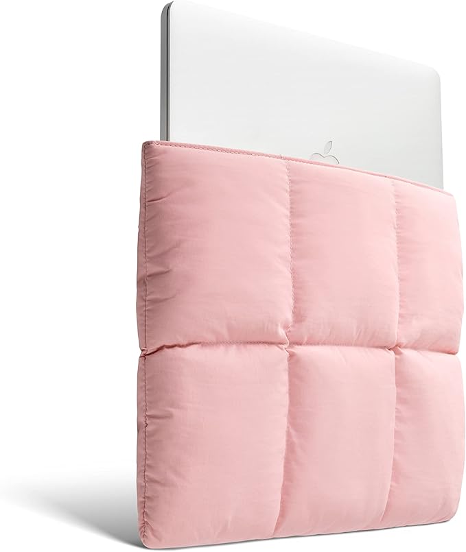 Comfyable Puffy Laptop Sleeve 13 Inch 14 Inch, Quilted Puffer Laptop Carrying Case for Women, Pillow Case Compatible with MacBook Air M4 2025 M3 M2 M1, MacBook Pro M4 Pro/Max, Pink