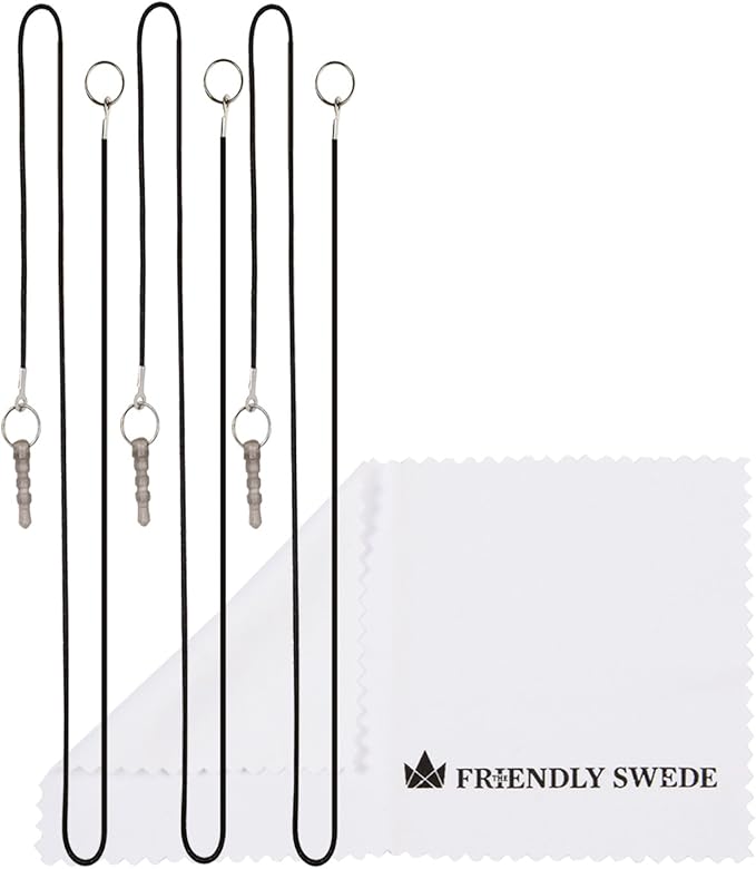The Friendly Swede Stylus Pen for Touchscreen — 3-Pack 5.5" High Precision Stylus Pen with Replaceable Thin Tips, Elastic Lanyards & Screen Cleaning Cloth - Gold/Silver/Black