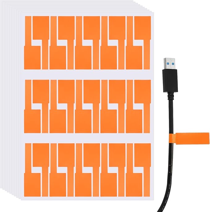 uxcell 300 Pcs Cable Labels, Waterproof Wire Cord Labels Tags, Cord Organizer Management Tags for Charger Cable Organizer Wire Markers Printer and Handwriting, Orange
