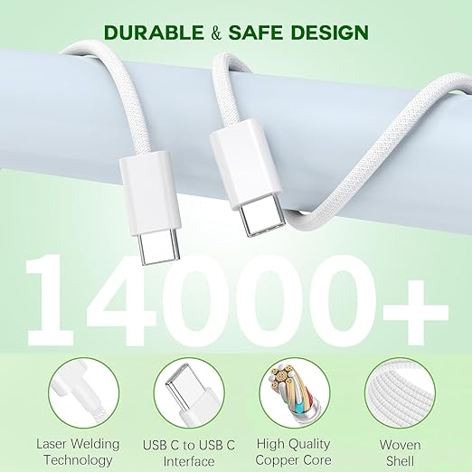iPhone 16 15 Charger Fast Charging,3Pack 20W USB C Charger Type C Chargers Plug Wall Chargers 10FT USB-C Woven Charge Cable for iPhone 16e/16 Pro Max/16Pro/16 Plus/15 ProMax/iPad Pro/Air/Mini,AirPods