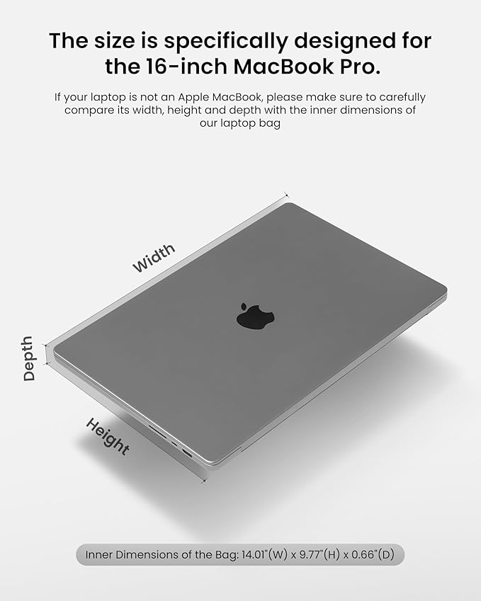 tomtoc 360 Protective Laptop Sleeve Designed for 16-inch New MacBook Pro M4/M3/M2/M1 Pro/Max 2024-2019, Water-Resistant Well-Organized Accessory Sleeve Case with Handle