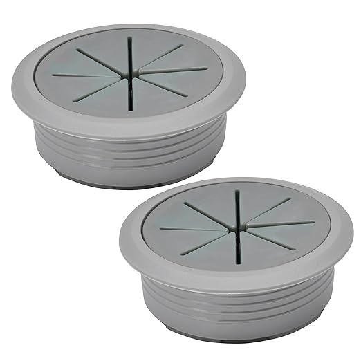 2 Pcs Desk Grommet 2" / 50 mm, Desk Hole Cover for Cables, Cable Grommet ABS Plastic, Desk Hole Grommet for Home & Office Pc, Detachable Cable Cord Organizer, Dark Grey