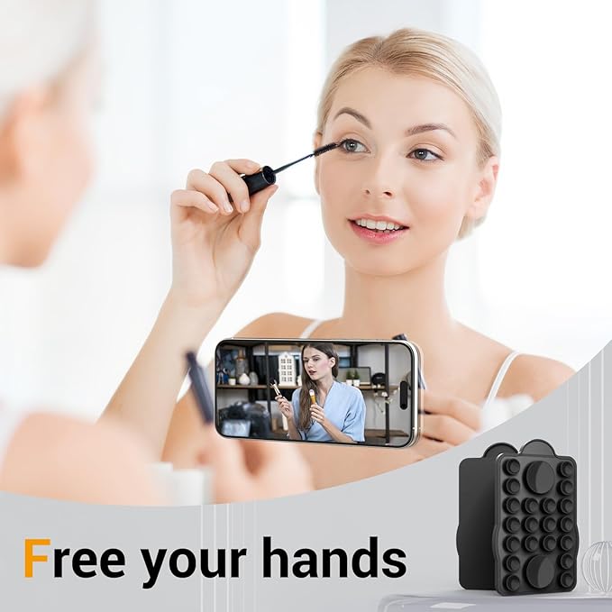 for Magnetic Silicone Suction Phone&Case Adhesive Mount - iPhone & Android,Hands-Free, Strong Grip Holder for Selfies & Tiktok Videos-2.35″x3.55″,Black