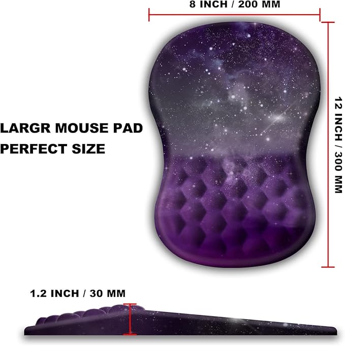 Mouse Pad Wrist Support, Ergonomic Mouse Pad with Massage Dot, Comfortable Computer Mouse Pad for Laptop, Wrist Rest Pain Relief Mousepad with Non-Slip PU Base for Office & Home, 12 x 8 in