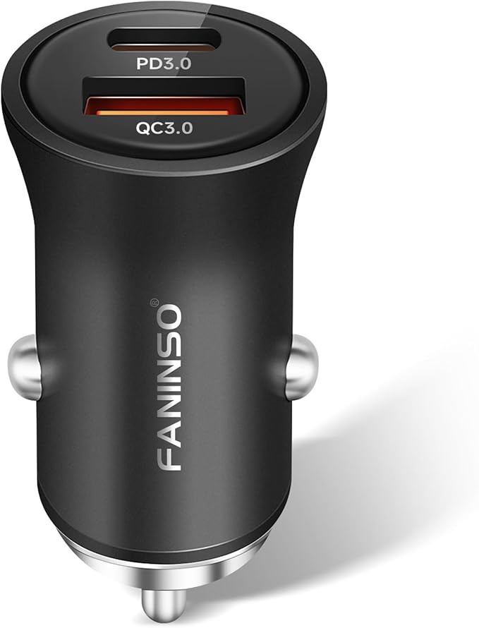 60W Car Charger USB C Fast Charge, Aluminum Dual Port Cigarette Lighter Adapter, Car Phone Charger for iPhone 16/15/14 Pro Max Plus, iPad, Samsung Galaxy S24/S23/S22 & More