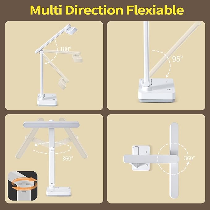 Cordless Desk Table Lamp Reading Light Rechargeable Battery 4000mah, Tall & Large Light 50 LED,Touch 3 Modes,2 Ways Power,Dimmable, Bedroom Bedside Lamp,20 Inch