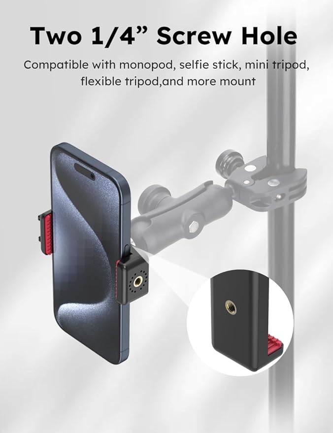 VRIG Phone Tripod Mount with Cold Shoe Adapter,Phone Holder Clip Connector Head Used for Monopod Selfie Stick Travel Mini Flexible Tripod and More