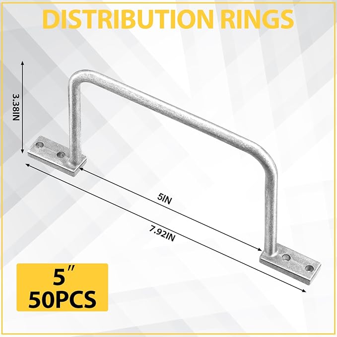 50 Pcs Distribution Rings Aluminum D Ring for Sorting Out Electric Cables, Cable Management, for Commercial and Residential Use, Silver(5 Inch)