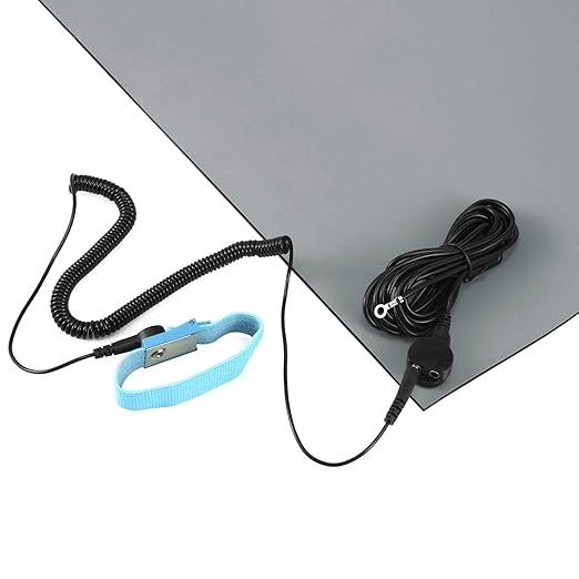 MWRF ESD Mat Kit with Wrist Strap and Grounding Cord (20 Inches x 24 Inches x 0.12 Inch, Grey) - MWRF Source