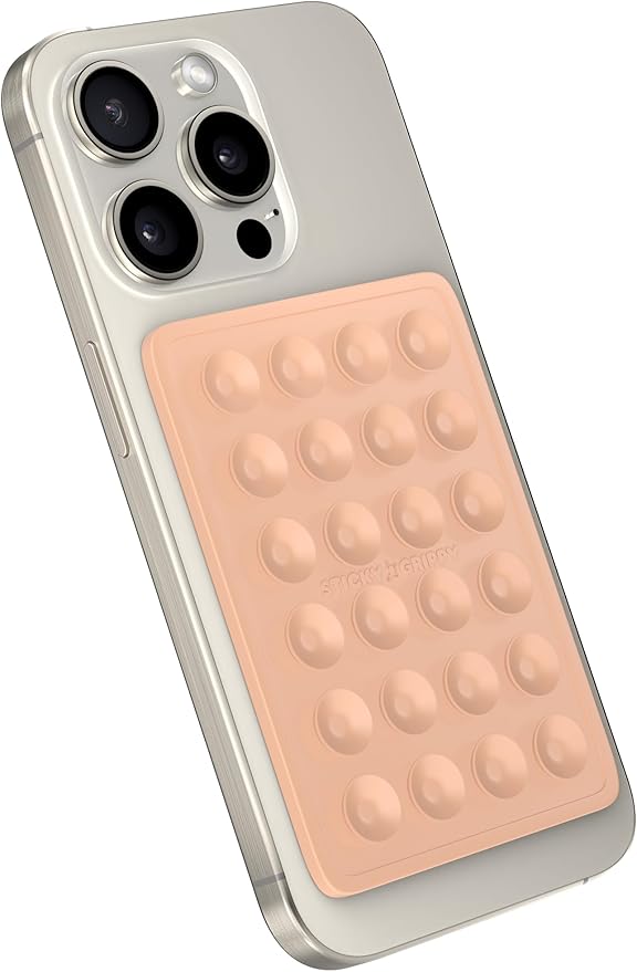 Suction Phone Case Mount, Sillicon Adhesive Phone Accessory for iPhone and Android, Hands-Free Fidget Toy Mirror Shower Phone Holder, Tiktok Videos and Selfies (Beige)