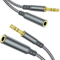 MCSPER Headphone Extension Cable, [2-Pack, 10ft Hi-Fi ] 3.5mm Extension AudioMale to Female Aux Adapter Hi-Fi Sound Stereo Extender Cord for Headset, iPhone, iPad, Smartphones, Tablets & More (Grey)