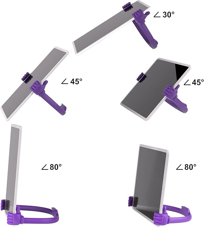 Honsky Thumbs Up 2 Pack Tablet Stand - Compatible with iPad, Samsung Galaxy Tabs, iPhone Pro Max - Universal Cute, Purple/Yellow