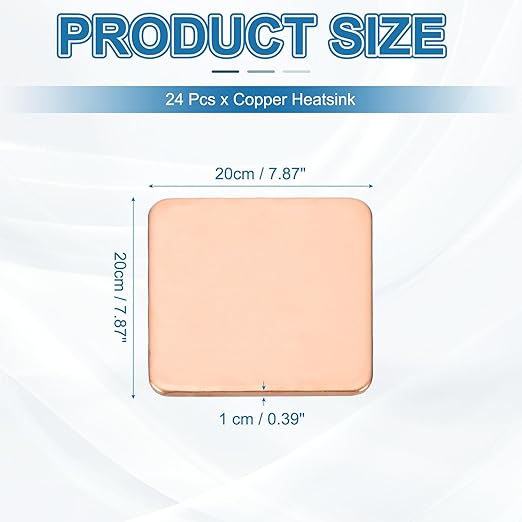 PATIKIL Copper Heatsink Pad Shims, 24 Pcs 20x20x1mm Copper Pad Shim IC Chipset GPU CPU Thermal Heatsink for Cooling Laptop Desktop Computer
