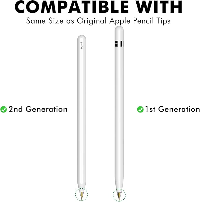 NIUTRENDZ 4 Pack Replacement Tips for Apple Pencil 2nd Generation and 1st Generation Fine Point Metal Tip, Wear-Resistant & Precise Control (1.95mm, White + Grey)