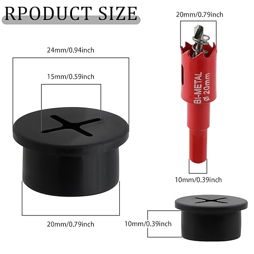 3/4 Inch(20mm) Desk Grommet,13 Pieces Wire Grommet, Desk Hole Cover for Cables with Hole Saw,Plastic Cable Cord Wire Hole Cover for Desk, Table,Cabinet,Countertop and Other Furniture(Black)