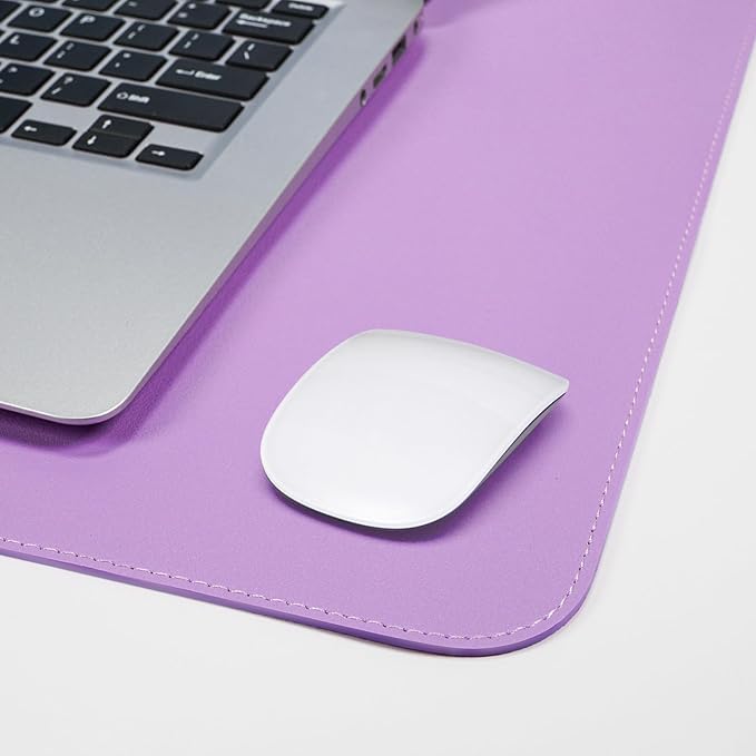 Leather Desk pad Protector, Large Desk mat with Natural Cork & PU Leather,Mouse pad,Non-Slip Office Desk Mat,Waterproof Desk Writing Pad for Office and Home (31.5in*17in,Purple)