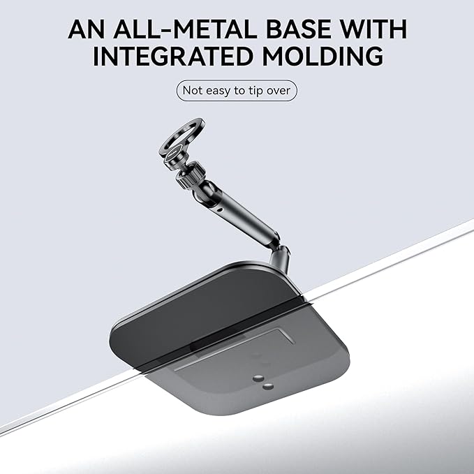 Phone Holder For Desk, With Magnetic Design, Tablet Stand for iPad, With Heavy Duty Metal Base, Desktop Stand Holder With 360° Rotation, Height & Angle Adjustable, For Video Calls, Vlog Recording