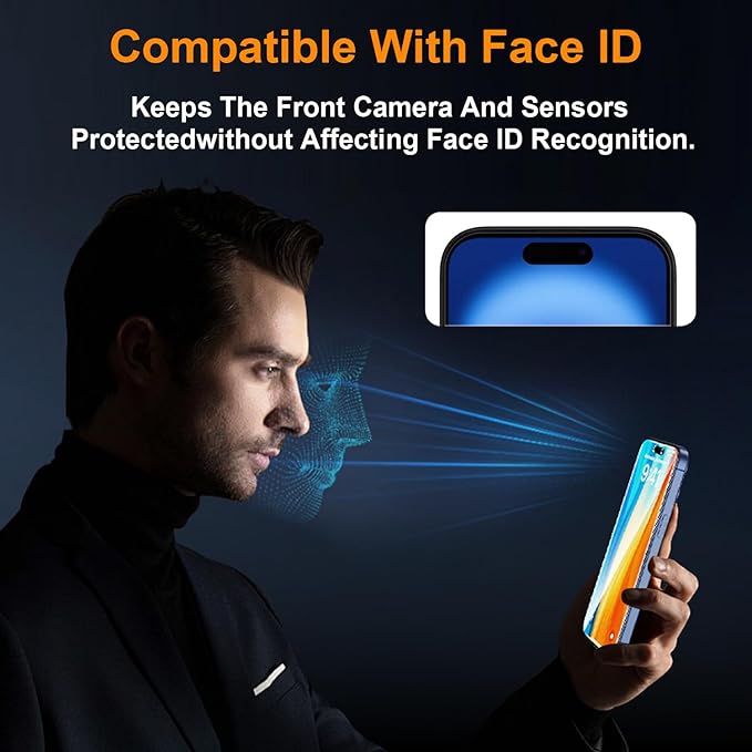 OneFish 2 Pack Privacy Screen Protector for iPhone 13 Pro Max/14 Plus - 4-Way 360° Anti-Spy Tempered Glass, 9H Hardness, 3D Curved Edges, Case-Friendly & Easy Installation