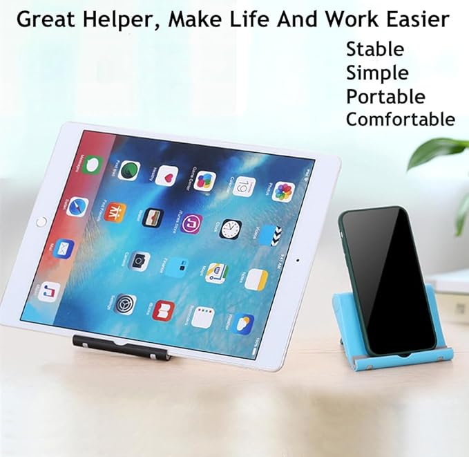 Adjustable Foldable Cell Phone Stand for Desk, Compatible with Most Smartphones and Tablets, Anti-Slip Rubber Base for Stability