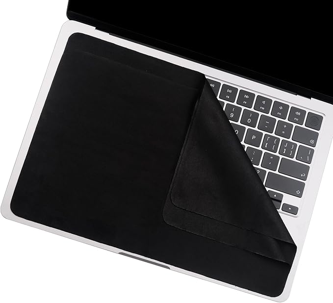 2 Pack Microfiber Liner Cleaning Cloth 15" 16" MacBook Air/MacBook Pro Screen Keyboard Imprint Protection, Keyboard Protector Compatible with MacBook Air 15.3" /MacBook Pro 15"/MacBook Pro 16"-Black