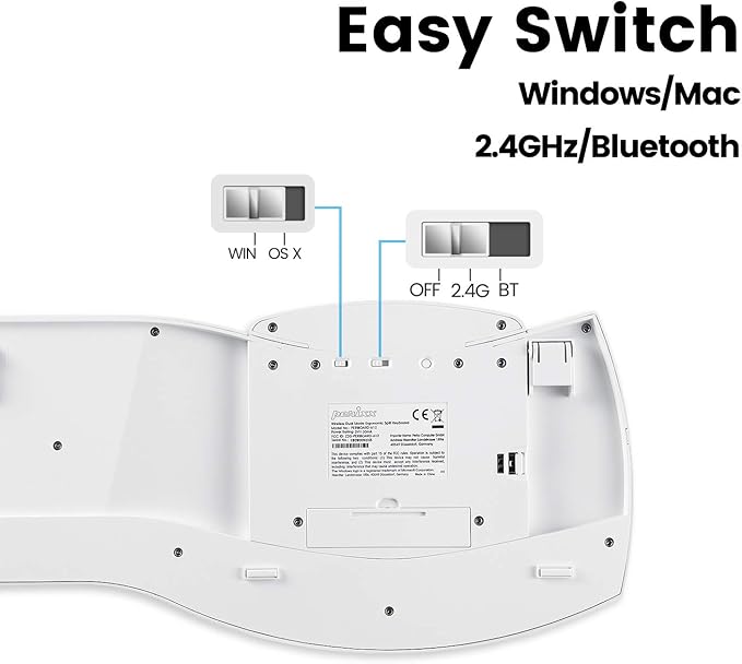 Perixx Periboard-612 Wireless Ergonomic USB Split Keyboard, US English Layout
