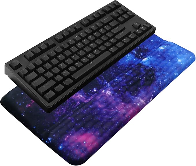 Computer Keyboard Stand with Wrist Rest, Ergonomic Tilted Keyboard Holder - Keyboard Riser with Wrist Pad - Keyboard Tray Support for Office Home - Black Starry Night