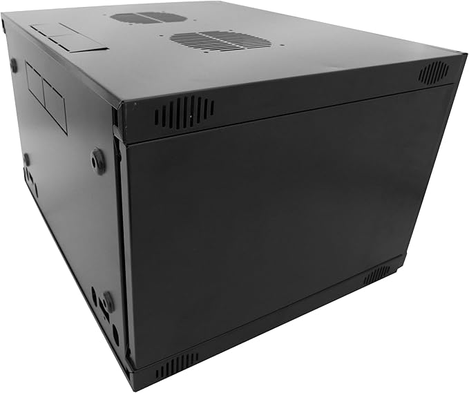 6U Server Cabinet Wall Mount Rack Enclosure with 2 Server Fans Locking Glass Door Removable Side Panels 19in Network Cabinet 13" Installation Depth for Computer/Audio Video/Data Equipment(13INCH, 6U)