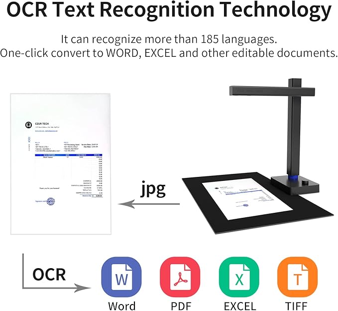 CZUR Shine800 Pro Portable Document Scanner, 8MP Document Camera, OCR Multi-Language Recognition, USB Doc Camera for Live Demo, Web Conferencing, Remote Teaching, for Mac OS&Windows