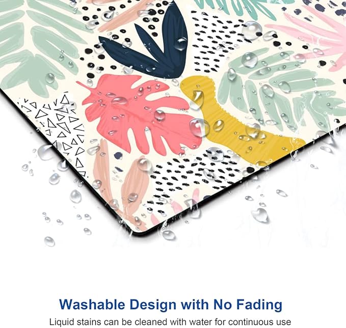 Mouse Pad, Colorful Palm Tropical Plants Mouse Pad, Square Waterproof Cute Mousepad Non-Slip Rubber Base Wireless Mouse Pads for Computer Office Laptop, Gaming Mouse Pads for Desk, Leaves