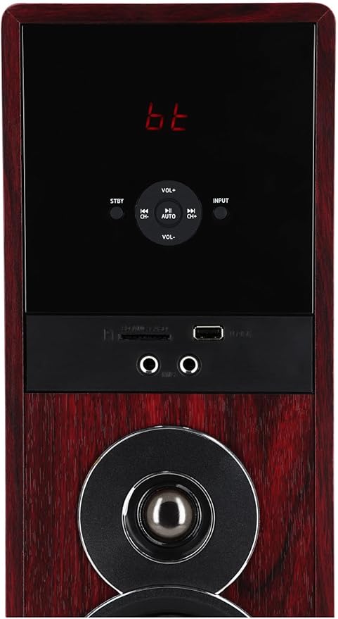 Rockville TM80C Powered Home Theater Tower Speaker System, Cherry Wood, 800W, 8" Subwoofers, Bluetooth, USB/SD Playback, FM Radio, Remote Control, Karaoke Ready, Perfect for Home Entertainment