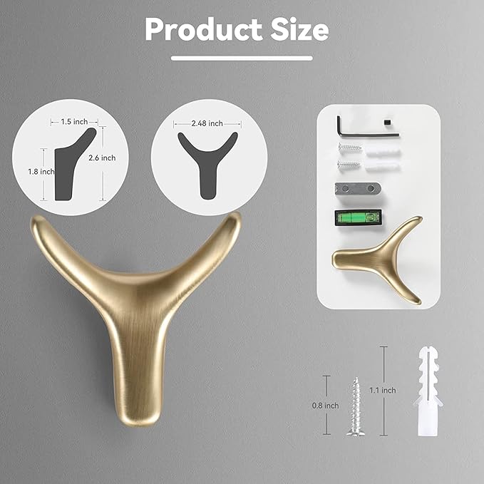 4 Packs Towel Hooks,Coat Hook Cow Head Wall Hooks, Metal Heavy Duty Wall Hooks for Hanging Coats, Hats, Bags, Kitchenware and Towels in Living Room, Kitchen, Bedroom and Bathroom (Gold)