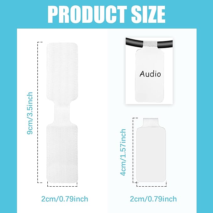 60 Pieces Self-Adhesive Cable Labels, Paste Wire Labels, Nylon Writable Cord Tags Waterproof White Wire Cable Tags for Electronics Office Computers Management and Identification