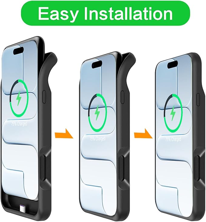 Battery Case for iPhone Air,Upgraded 12000mAh Rechargeable Portable Charging Case with Wireless Charging Compatible for iPhone 17 Air (6.5 inch) with Carplay Extended Battery Pack Charger Case (Black)