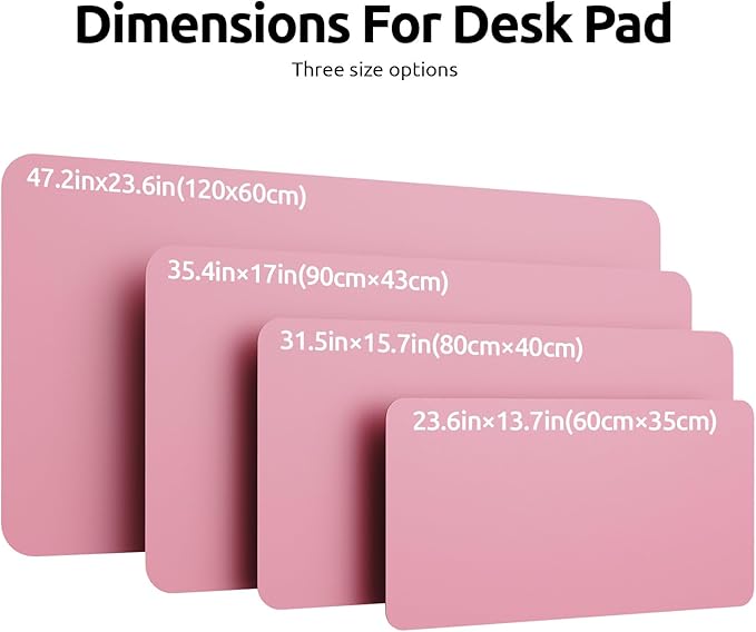 YSAGi Leather Desk Protector, Office Mat, Large Mouse Mat, Non-Slip PU Leather Blotter, Laptop Desk, Waterproof Writing Pad for Office and Home (Pink, 47.2" x 23.6")