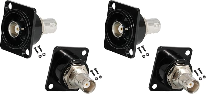 PENGLIN 2PCS BNC D Series Panel-Mount Connector, BNC Female to Female Adapter Bulkhead Connector, Coaxial Extension Coupler for Custom Communication & Surveillance Systems (Pack of 2)