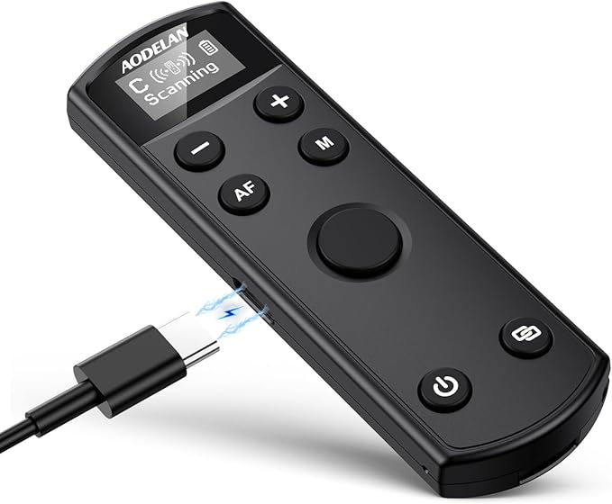 for Canon Wireless Camera Remote Control - Aodelan Rechargeable Shutter Release with OLED Screen for R3/ R10/ M50/ EOS M6 Mark II/R/RP /90D /6D Mark II /R5/T7i/G7 X Mark III;Replaces BR-E1 (Black)