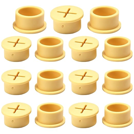 Desk Grommet, 1 in 25 mm Silicone Rubber Grommets, Yellow Desk Hole Cover for Cables, Flexible Wall Cord Pass Through Grommet for Office Table Computer Home Furniture Wire Organizer-15 Pcs