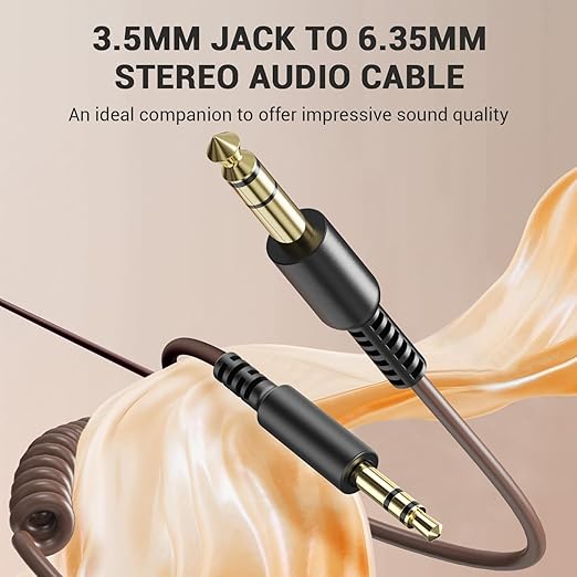 OneOdio 6.35mm to 3.5mm 6.6-9.8FT Stereo Adapter Cable Compatible with AMPs, Electronic Keyboards, Mixers, Guitars and Pro10/Pro30/Pro50 Headphones of OneOdio-Brown