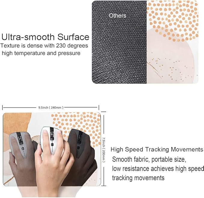 Mouse Pad, Abstract Design Mouse Pad, Washable Square Cloth Mousepad for Office Laptop, Non-Slip Rubber Computer Mouse Pads for Wireless Mouse, Cute Mouse Pads for Desk