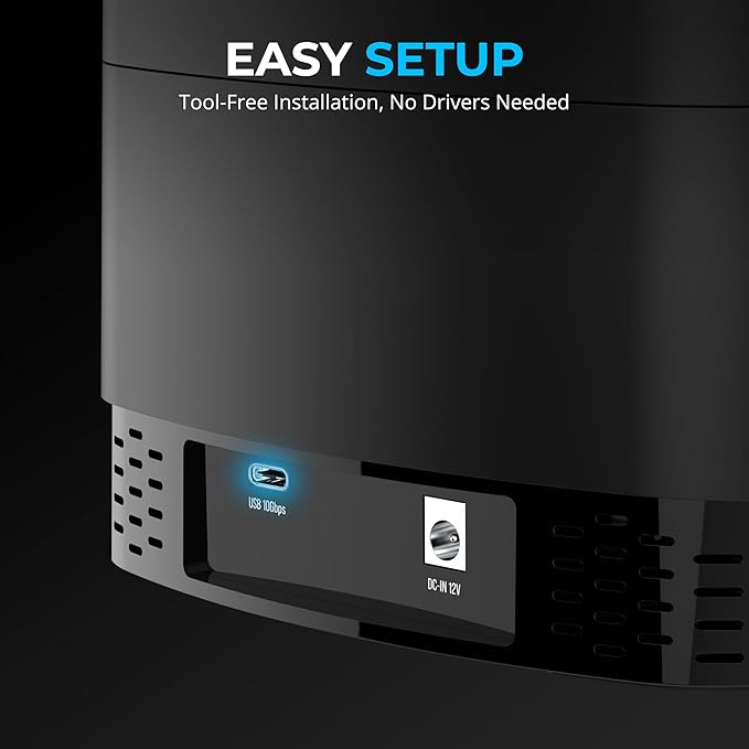 SABRENT 5-Bay USB-C Docking Station for 2.5” SATA HDDs and SSDs with Built-in Cooling Fan (DS-5R15)