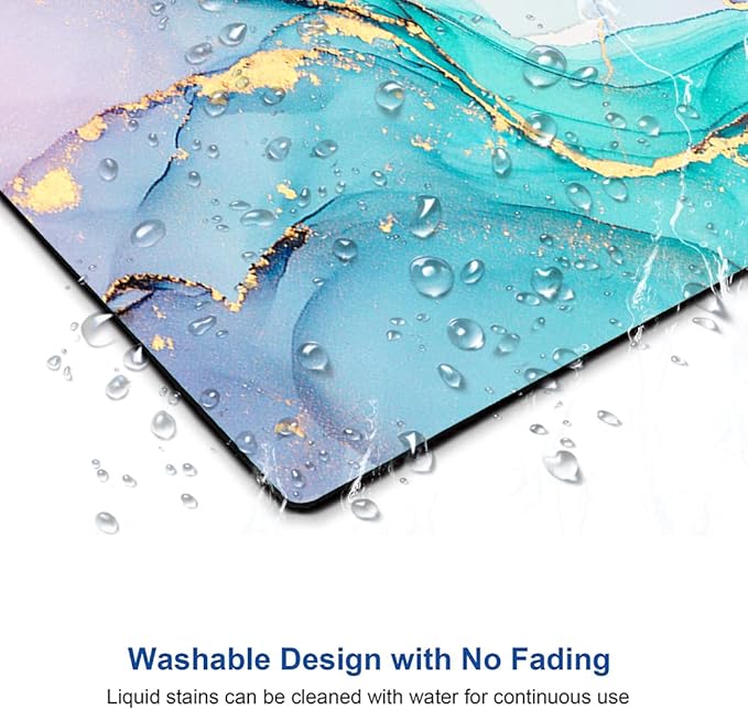 Mouse Pad, Cyan Blue Marble Mouse Pad, Washable Square Cloth Mousepad for Office Laptop, Non-Slip Rubber Base for Wireless Mouse for Computer Desk