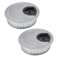 2 Pcs Desk Grommet 2-1/16" / 53 mm, Desk Cord Hole Cover, Cable Grommet Metal Zinc Alloy Materilal, Desk Hole Grommet for Home & Office Pc, Detachable Cable Cord Organizer-Matte Silver