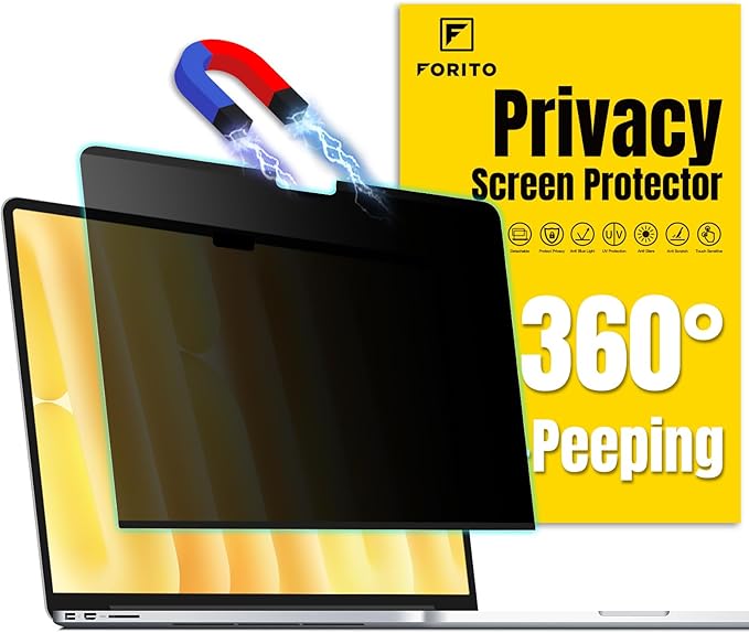 F FORITO Magnetic Privacy Screen Protector Compatible with MacBook Air 13 inch (2018, 2019, 2020, 2021, M1), Removable 360° Anti Peeping Anti Blue Light Laptop Privacy Shield