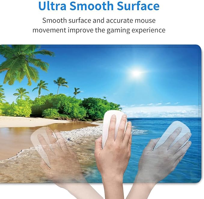 RTGGSEL 31.5x11.8 Inch Non-Slip Long Extended Large Gaming Mouse Pad with Stitched Edges XL Laptops Keyboard Mouse Mat(Beach View)