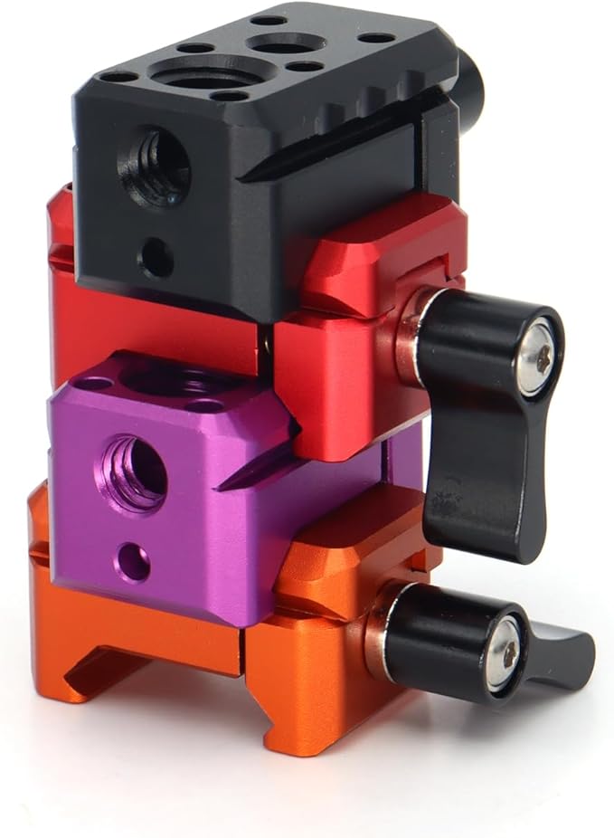 NATO Clamp Adapter,NATO Rail Lock Clamp Mount Quick Release with 1/4" 3/8" ARRI Thread for Camera Cage Handle Monitor LED Light Microphone Cold Shoe Magic Arm (Orange)