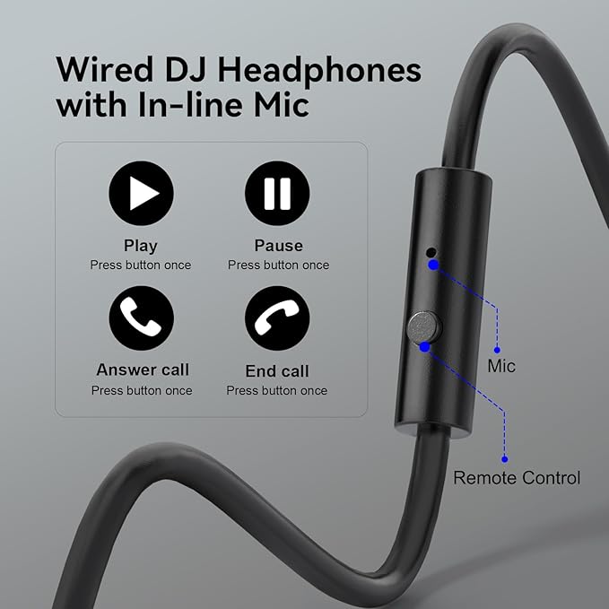 OneOdio Wired Over Ear Headphones Hi-Res Studio Monitor & Mixing DJ Stereo Headsets with 50mm Drivers and 1/4 to 3.5mm Jack for AMP Computer Recording Podcast Keyboard Guitar Laptop - Black