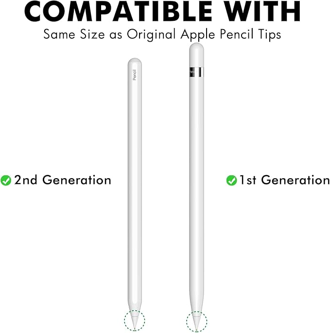NIUTRENDZ 4 Pack Replacement Tips for Apple Pencil 2nd Generation and 1st Generation Fine Point Metal Tip, Wear-Resistant & Precise Control (1.95mm, White)