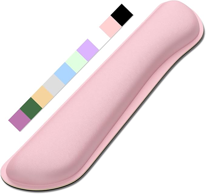 Dapesuom Enlarge Keyboard Wrist Rest, Cute Memory Foam Keyboard Wrist Cushion for Computer Desk Mats Support, Typing Pain Relief Ergonomic Mouse Pad Rests with Non-Slip Base for Gaming, Laptop, Pink