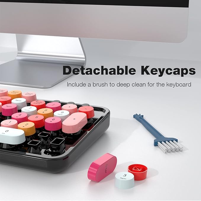 KNOWSQT Wireless Keyboard and Mouse Combo, Black Colorful 2.4G Typewriter Full-Size Cute Keyboards - USB Receiver Plug and Play, for Computer, PC, Laptop, Desktop, Windows